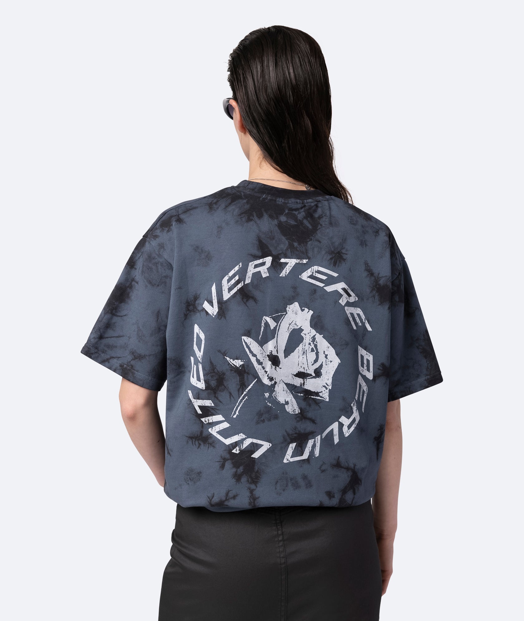 DISTRESSED ROSE T-SHIRT - NAVY