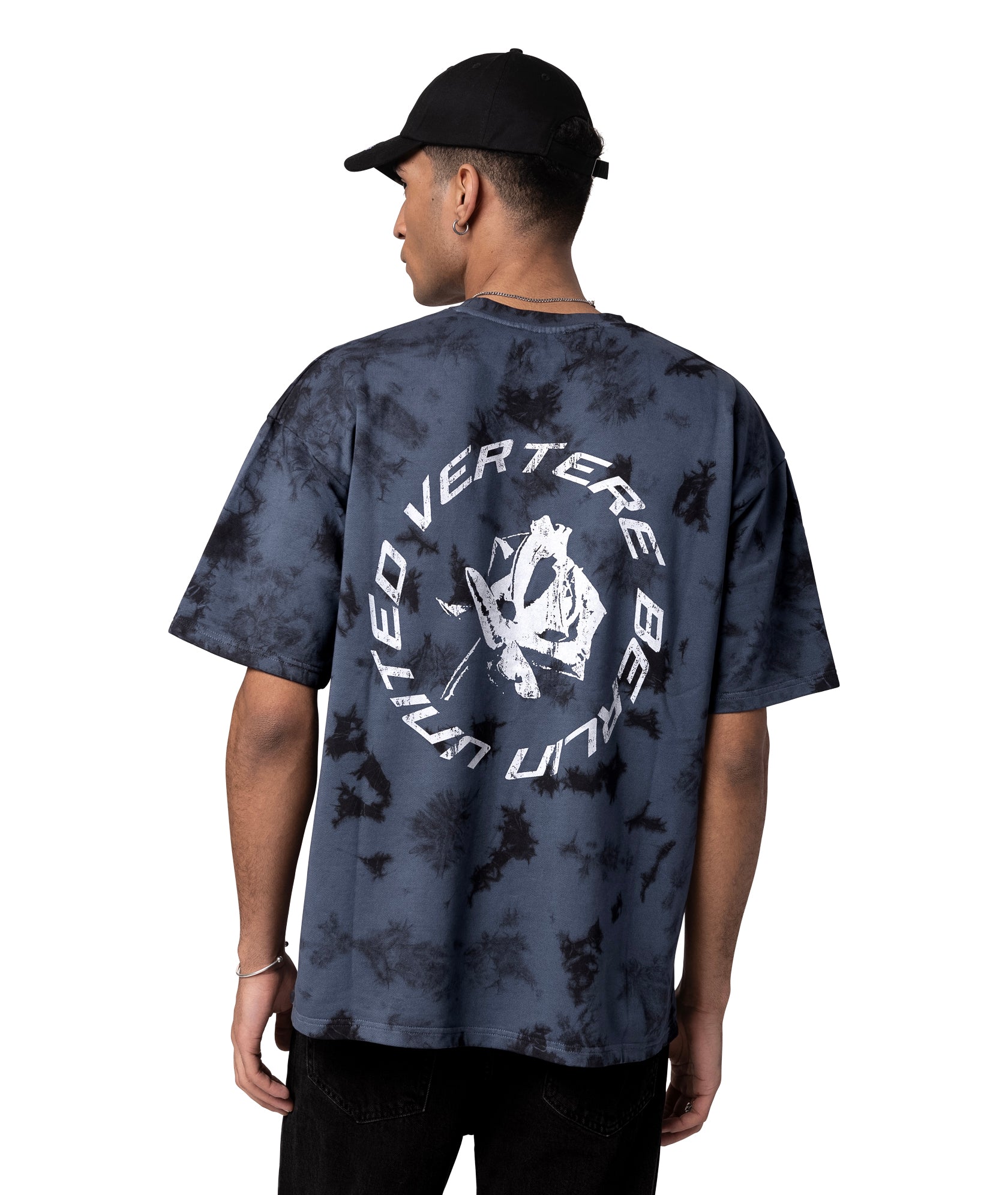 DISTRESSED ROSE T-SHIRT - NAVY