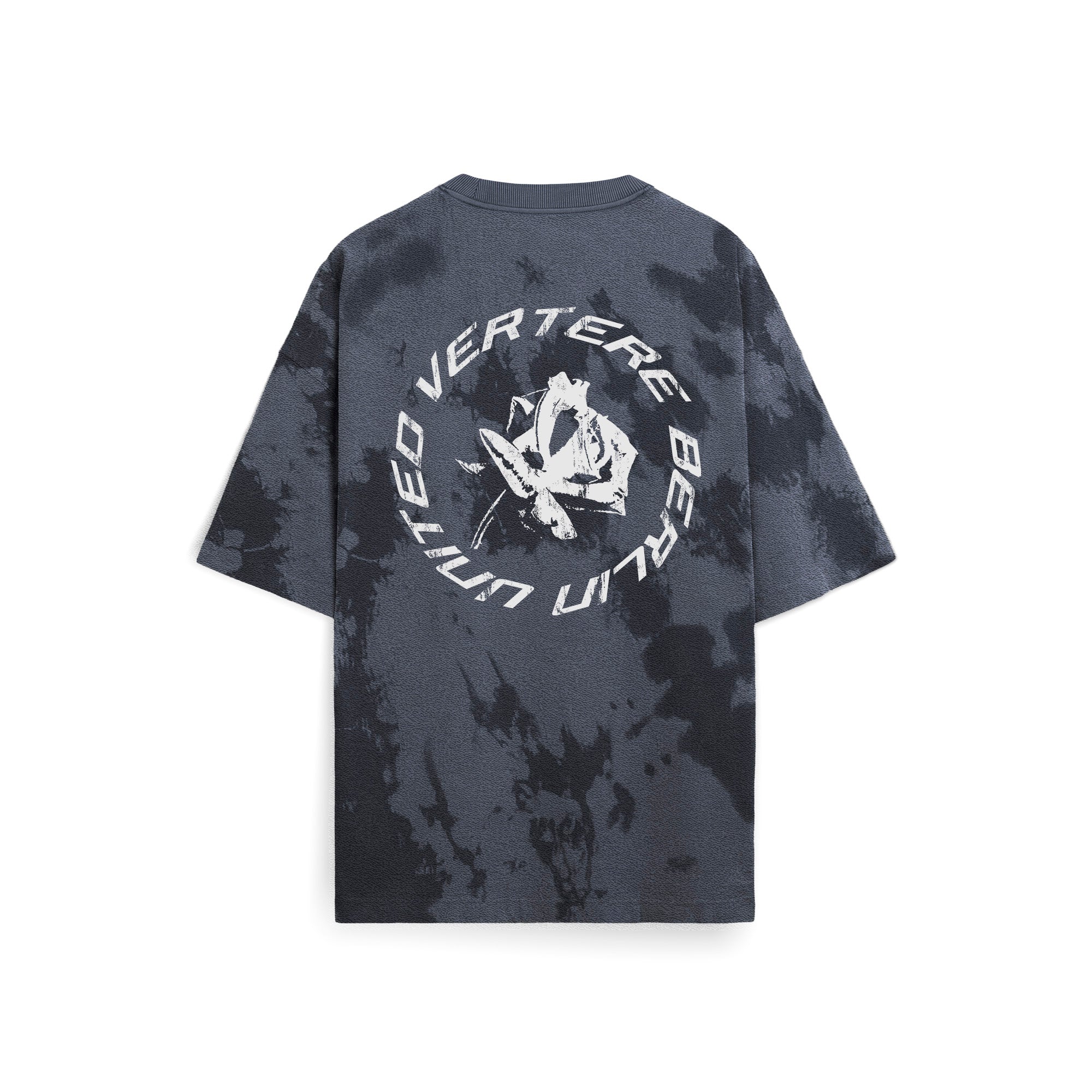 DISTRESSED ROSE T-SHIRT - NAVY