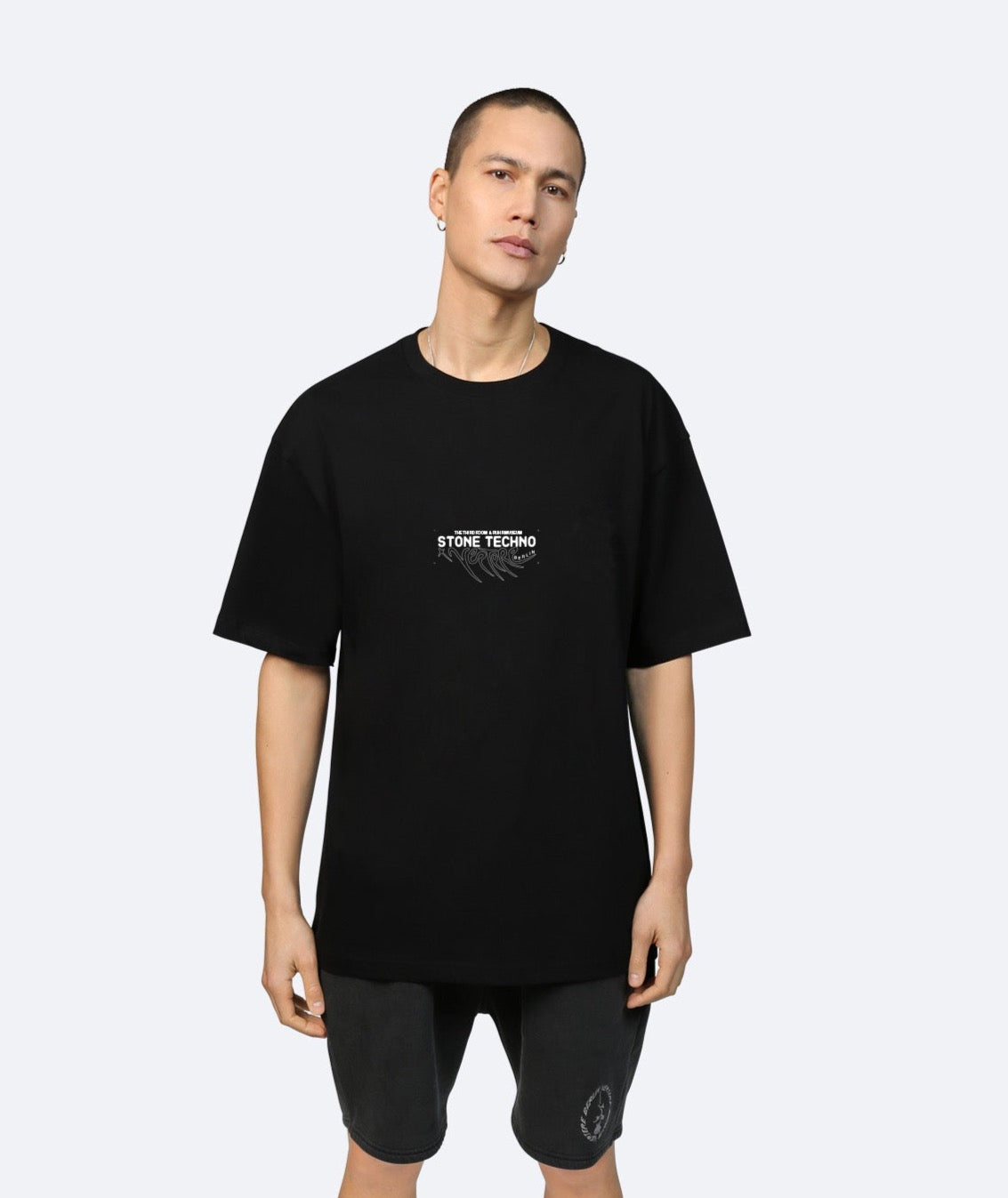 THE THIRD ROOM x VERTERE BERLIN STONE TECHNO T-SHIRT - BLACK